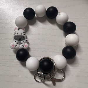 Black and White Beaded Pacifier Clip
